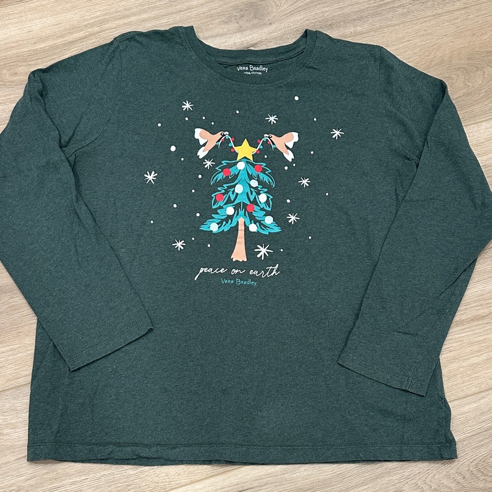 Vera Bradley Long Sleeve Tee Peace on Earth XL